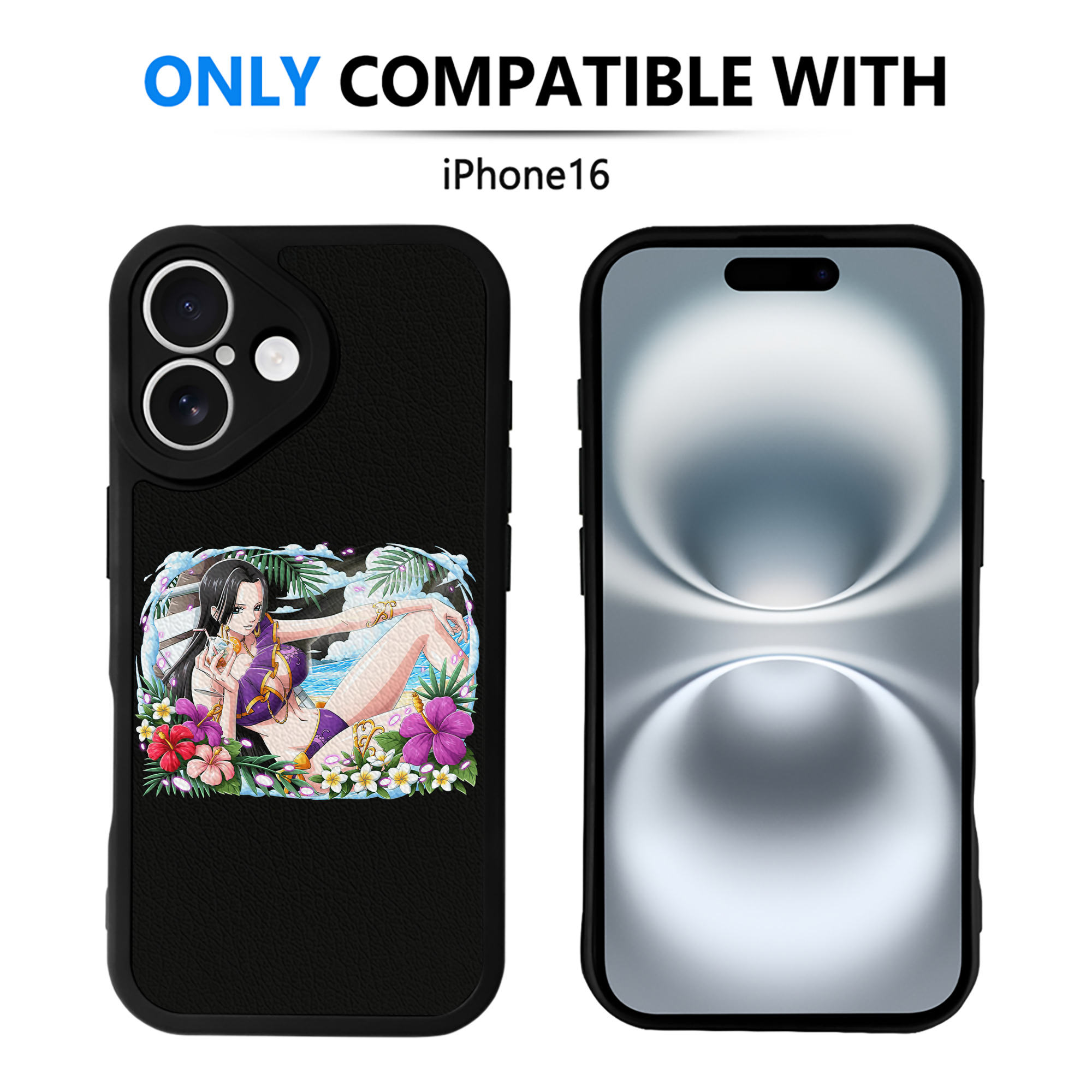 （画像用） ワンピース ボア・ハンコック ONE PIECE Boa·Hancock 【iPhone 16シリーズ対応】シリコンスマホケース（レザー調） 材質：シリコン